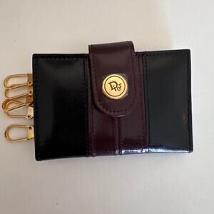 Vintage Christian Dior Leather Key Holder Card Case Compact Wallet New